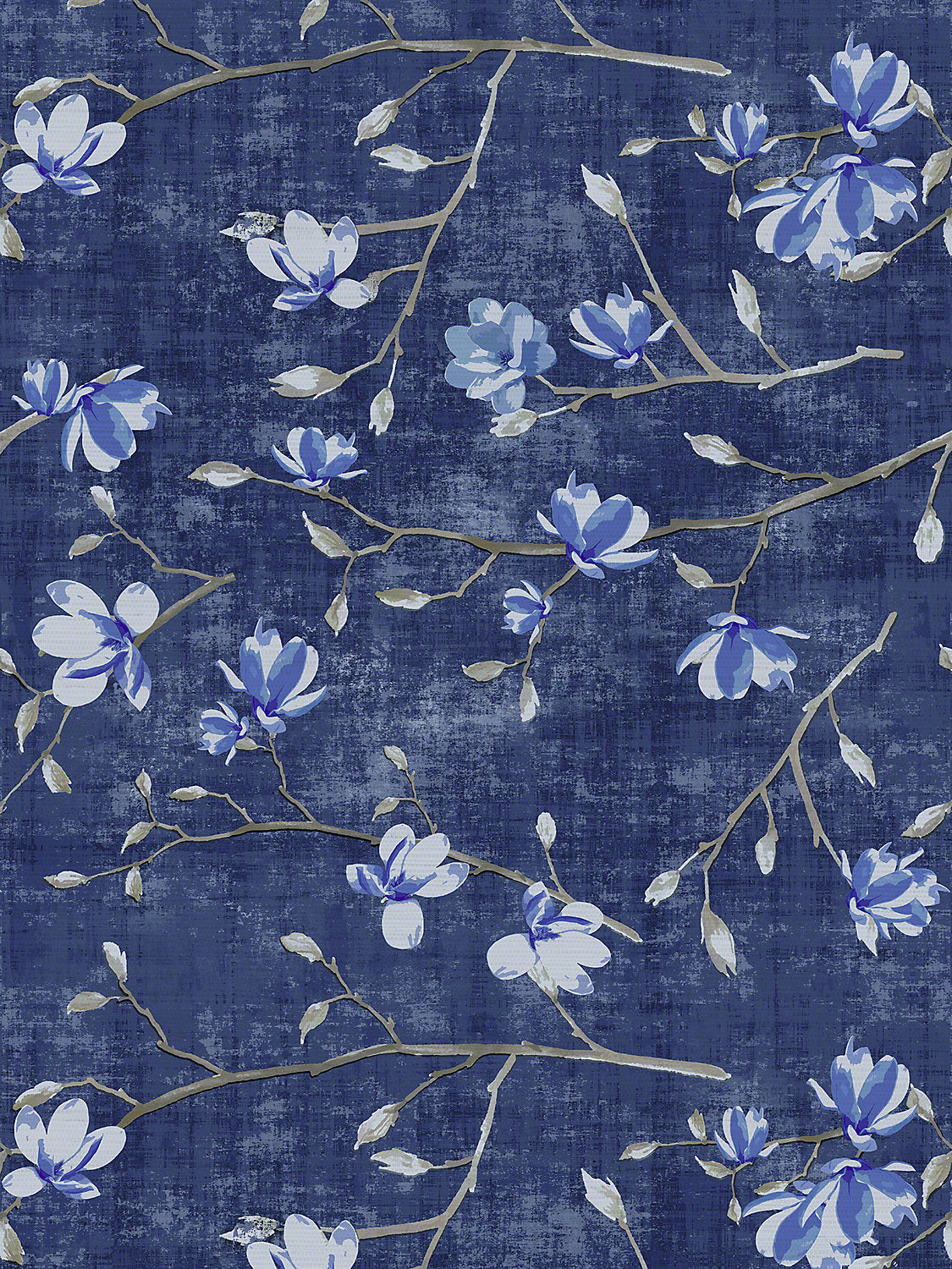 Bloom Delft Blue Wallpaper, Per Yard - nicolettemayer.com
