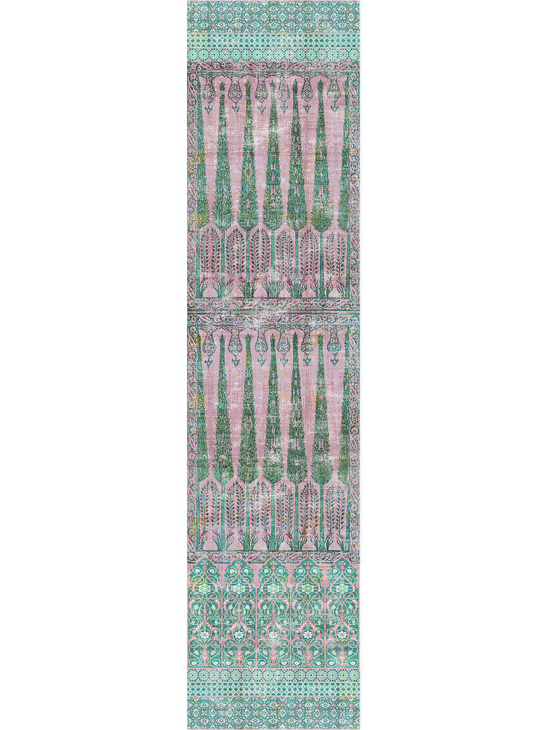 Topkapi Garden Green Pink Wallpaper Panel - nicolettemayer.com