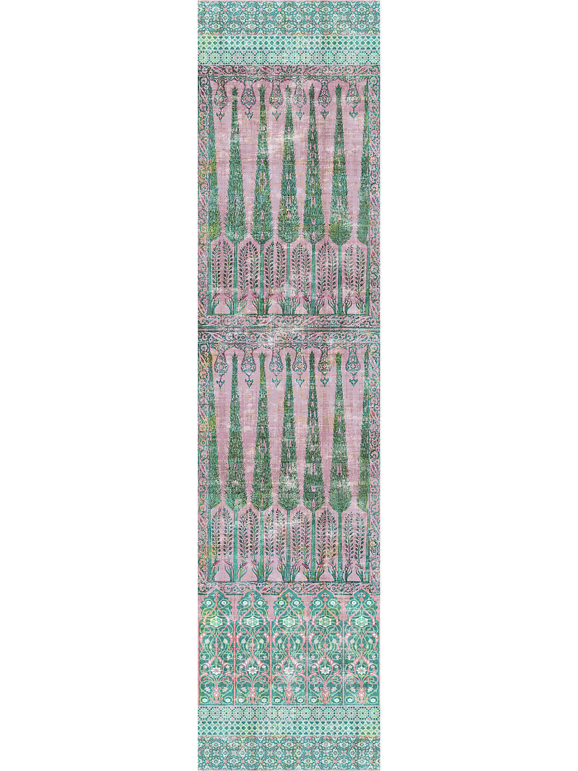 Topkapi Garden Green Pink Wallpaper Panel - nicolettemayer.com