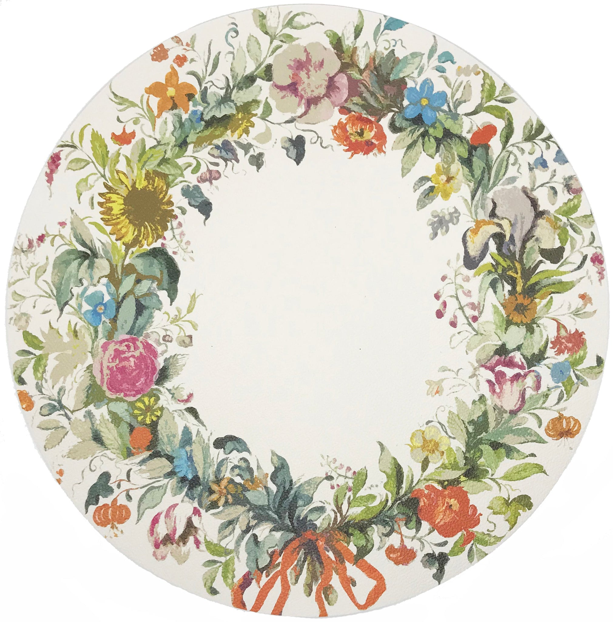 WREATH FLOWERS GOLD 16" ROUND PEBBLE PLACEMAT, SET OF 4 - nicolettemayer.com