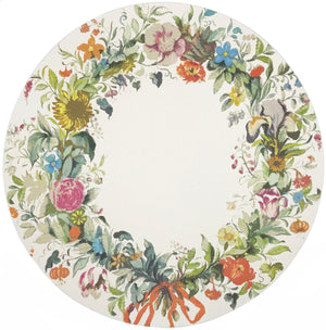 WREATH FLOWERS GOLD 16" ROUND PEBBLE PLACEMAT, SET OF 4 - nicolettemayer.com