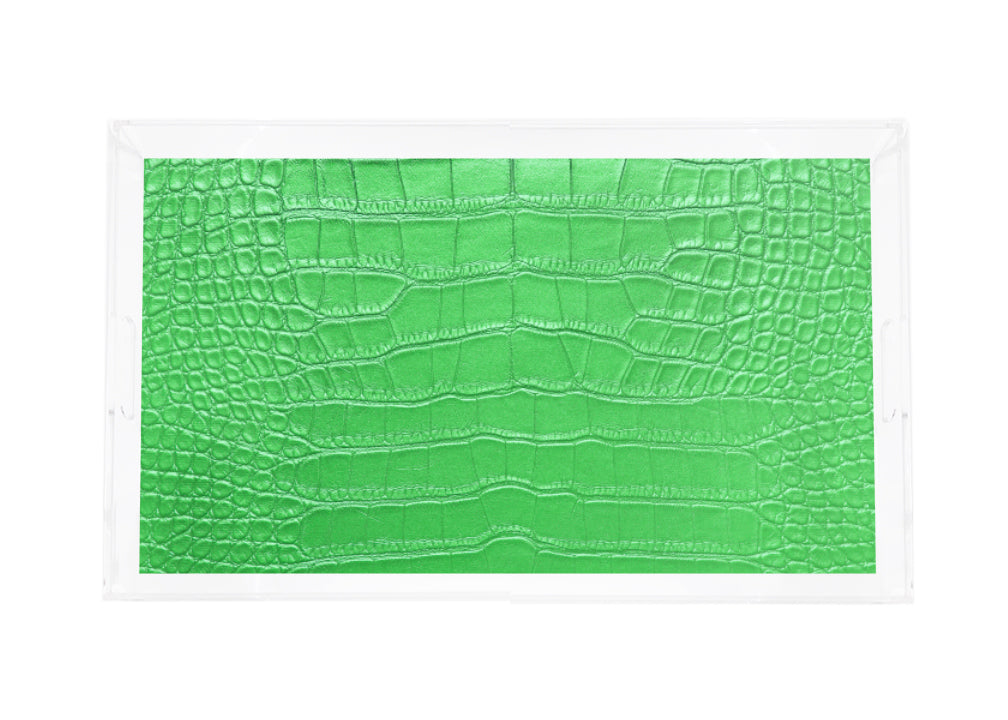 Crocodile Weatherly Green Acrylic Vanity Tray 12.25X7.75 - nicolettemayer.com