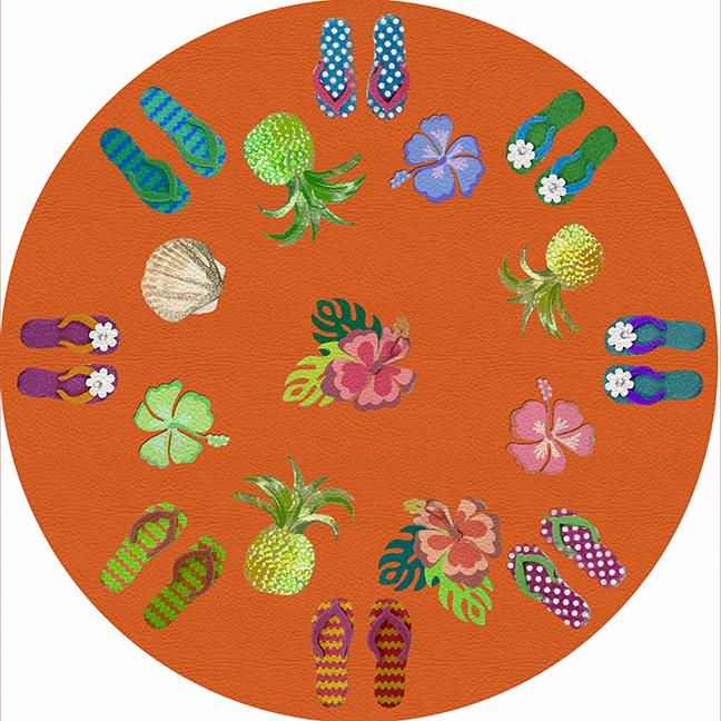 Winter In Florida Orange 16&quot; Round Pebble Placemat Set of 4 - nicolettemayer.com