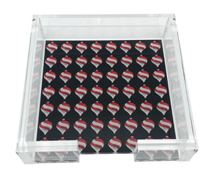 Xmas Ornament Black Acrylic Cocktail Tray 6X6