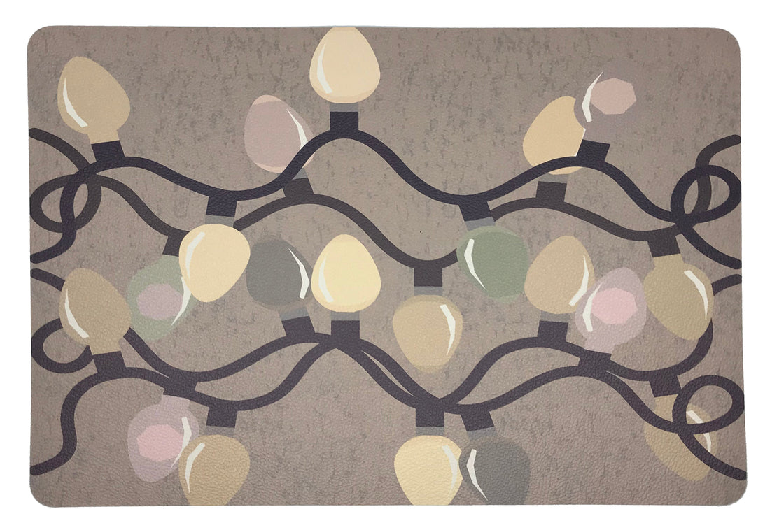 XMAS TANGLE NEUTRAL 17.5&quot; RECTANGLE PEBBLE PLACEMAT, SET OF 4 - nicolettemayer.com