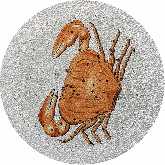 Zodiac Cancer White 16&quot; Round Pebble Placemat Set of 4 - nicolettemayer.com