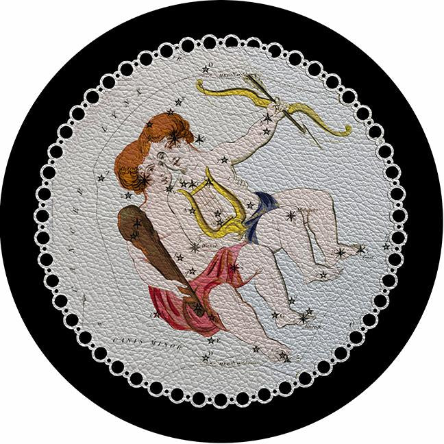 Zodiac Gemini Black 16" Round Pebble Placemat Set of 4 - nicolettemayer.com