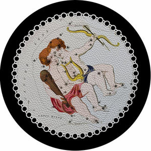 Zodiac Gemini Black 16" Round Pebble Placemat Set of 4 - nicolettemayer.com