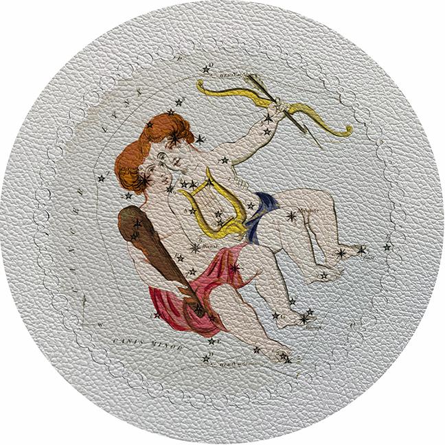 Zodiac Gemini White 16" Round Pebble Placemat Set of 4 - nicolettemayer.com