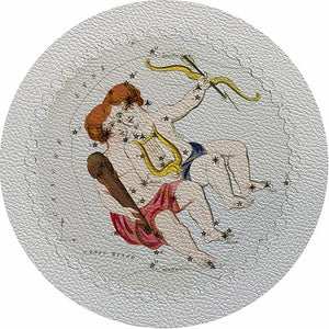 Zodiac Gemini White 16" Round Pebble Placemat Set of 4 - nicolettemayer.com