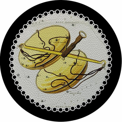 Zodiac Libra Black 16&quot; Round Pebble Placemat Set of 4 - nicolettemayer.com