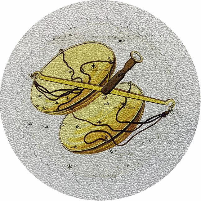 Zodiac Libra White 16&quot; Round Pebble Placemat Set of 4 - nicolettemayer.com