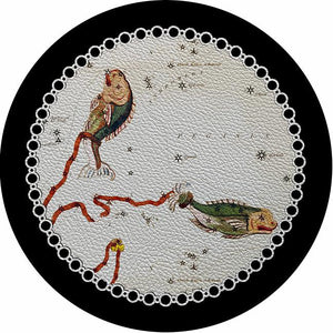 Zodiac Pisces Black 16" Round Pebble Placemat Set of 4 - nicolettemayer.com