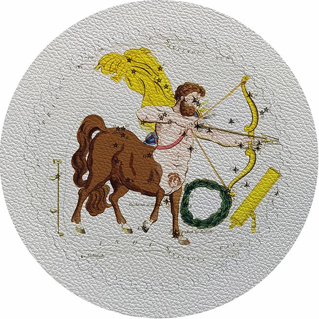 Zodiac Sagitarius White 16&quot; Round Pebble Placemat Set of 4 - nicolettemayer.com