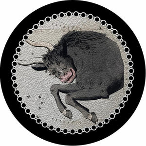 Zodiac Taurus Black 16" Round Pebble Placemat Set of 4 - nicolettemayer.com