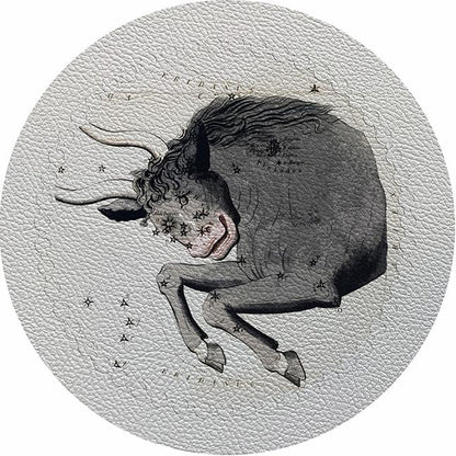 Zodiac Taurus White 16&quot; Round Pebble Placemat Set of 4 - nicolettemayer.com
