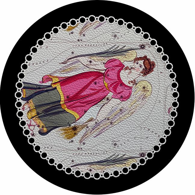 Zodiac Virgo Black 16" Round Pebble Placemat Set of 4 - nicolettemayer.com