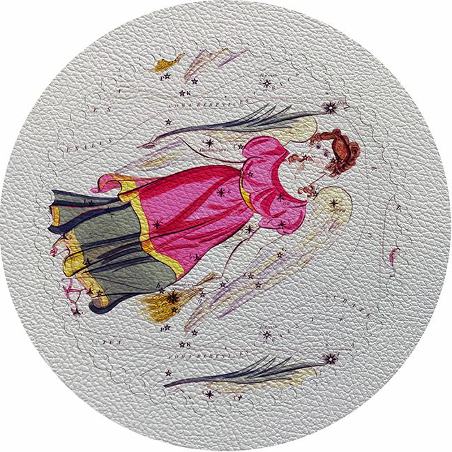 Zodiac Virgo White 16" Round Pebble Placemat Set of 4 - nicolettemayer.com