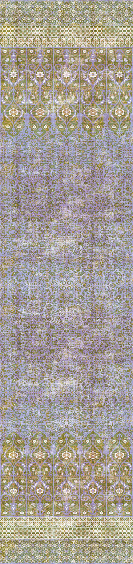 Iznik Overdye Lilac Gold Grasscloth Mural, Per Panel - nicolettemayer.com