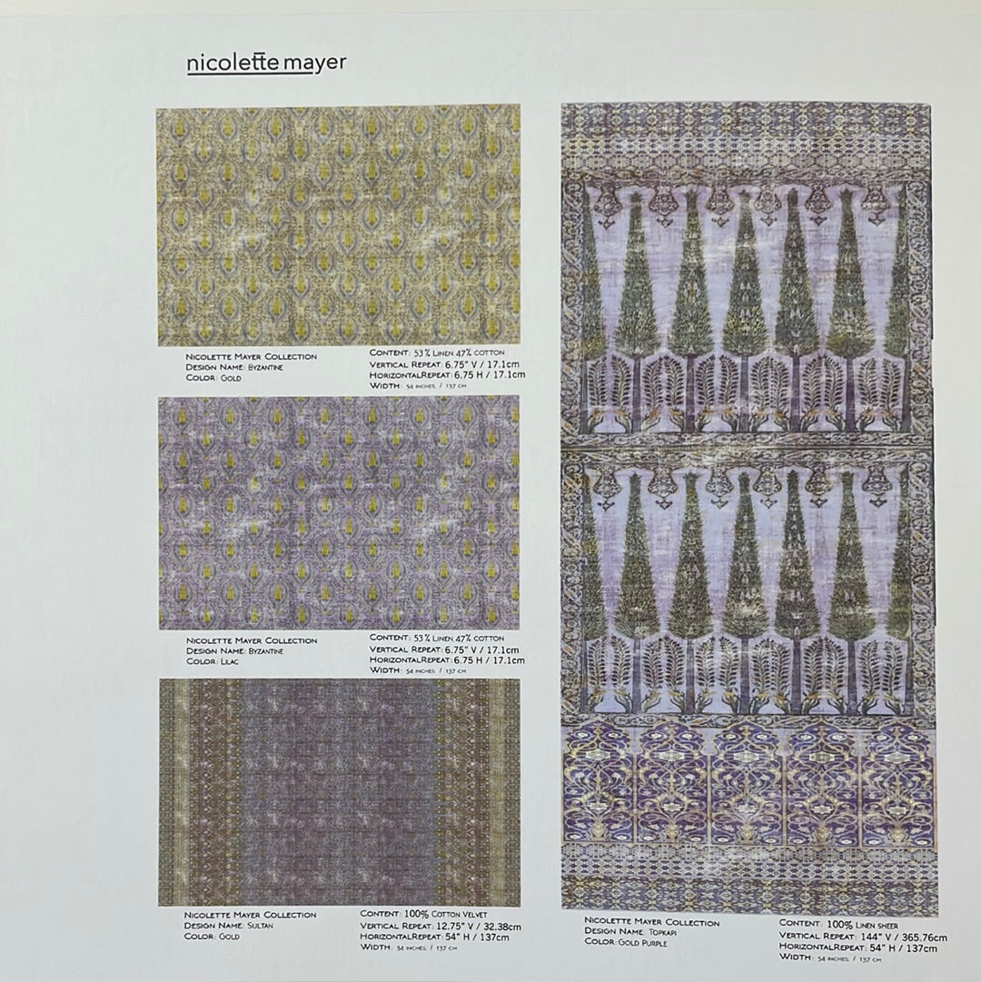 Iznik Overdye Lilac Gold Grasscloth Mural, Per Panel - nicolettemayer.com
