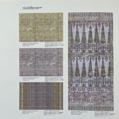 Iznik Overdye Lilac Gold Grasscloth Mural, Per Panel - nicolettemayer.com